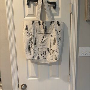 Nikki Beach Cream and Black feather Tote Bag
